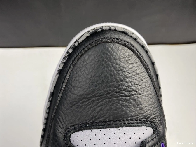 Black Retro Jordan 3 050 Court Air CT8532 Purple 1022